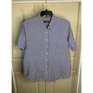 Land’s End checkered short sleeve button up shirt 100% cotton